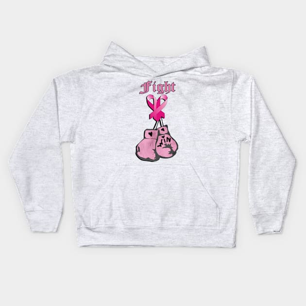 Breast Cancer Awareness Gifts: Inspirational quotes, Fight Pink Ribbon and Distressed Boxing Gloves Breast Cancer Awareness Kids Hoodie by tamdevo1